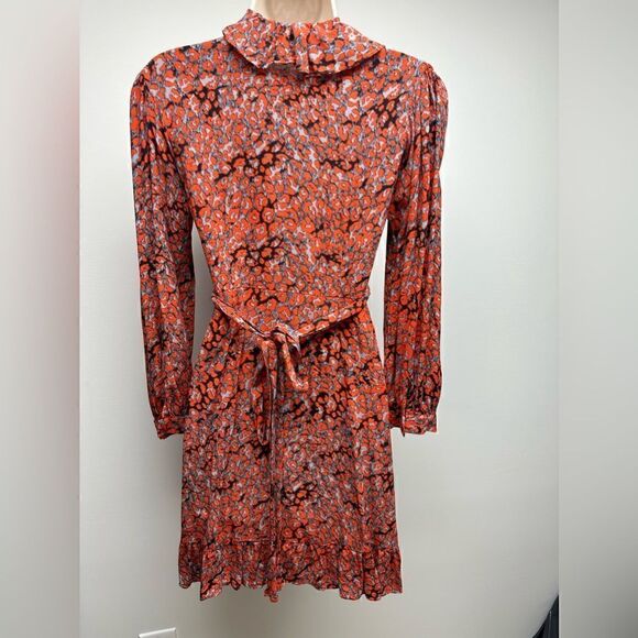 MAJE
Ruffle-trimmed leopard-print crepe mini wrap dress 2 equal to US size 6 - Picture 6 of 9